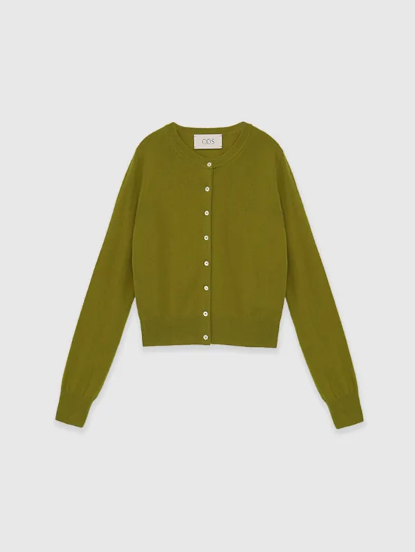 [Cashmere] Basic Wool Cardigan (Olive)