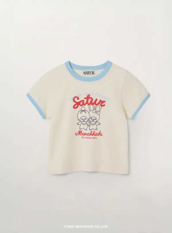 (K) Satur X Monchhichi Ringer T-Shirt - Cream