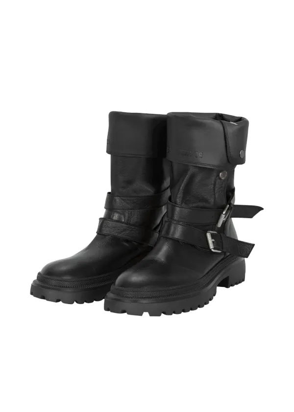 [B급 50%] SNAP OPEN MIDDLE BOOTS, BLACK