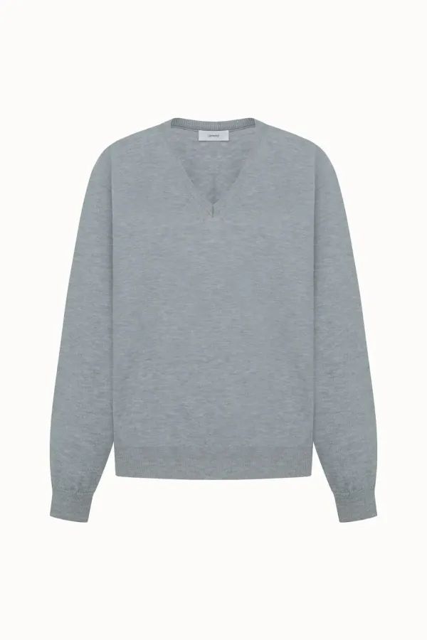 Double V-neck Knit Top[LMBESPKN268]-Light Gray