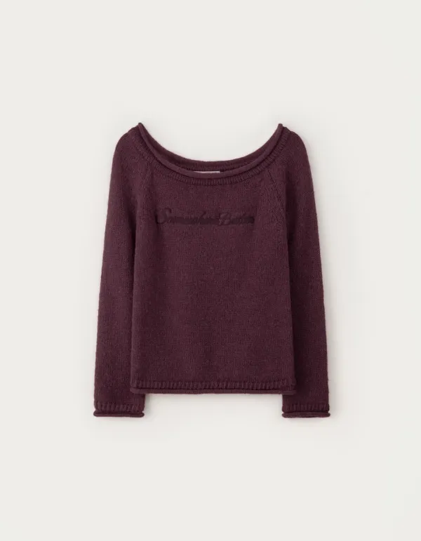 Bold Logo Alpaca Boat Knit - Grape