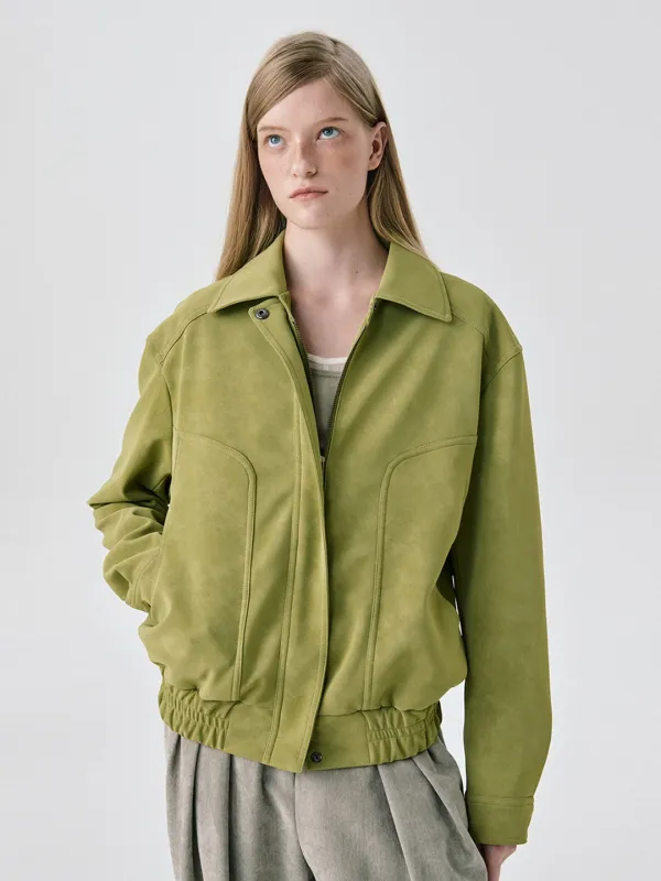 Soft Suede Seam Jumper_Olive