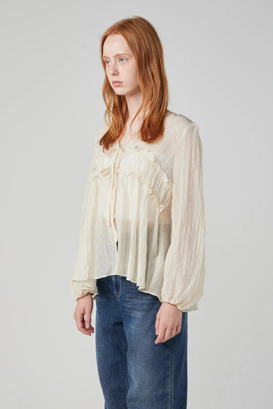 오브오브 [12차] Sarah shirring blouse_beige 상품 이미지 2