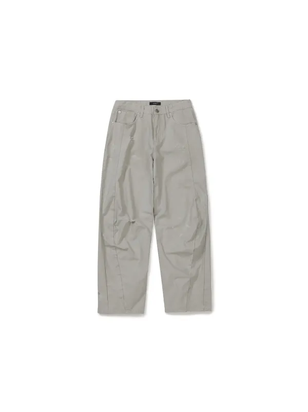 [2nd REORDER] DISTRESSED CURVED PANTS (LIGHT GREY)