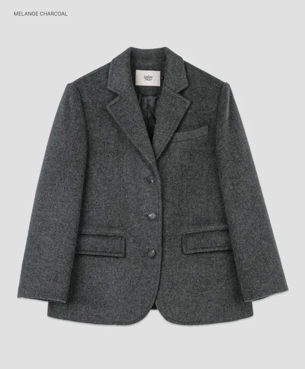 (JK-3055)WOOL TWILL SINGLE BUTTON JACKET