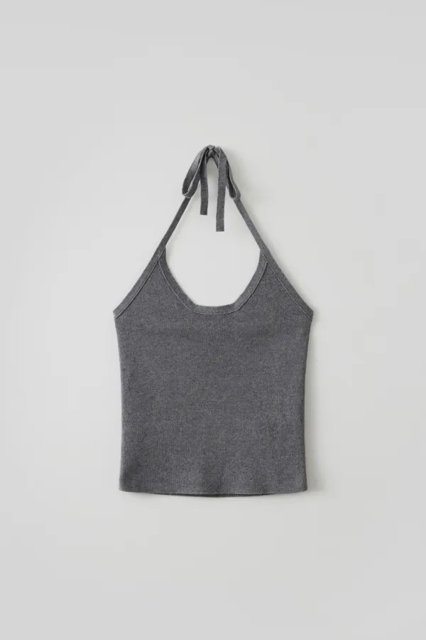 T/T Halter knit top (gray)