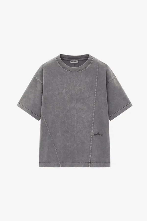 워시드 레터링 티셔츠 CHARCOAL