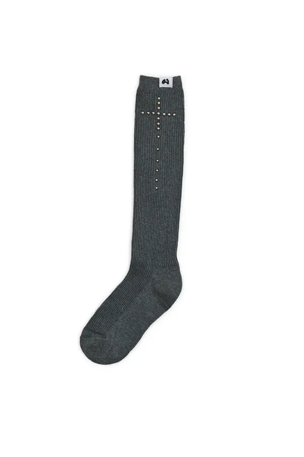 Studded cross socks (Gray)