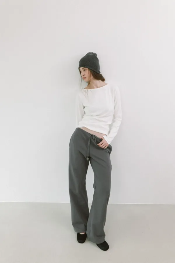BRUSHED COTTON BANDING PANTS [ GREY / CHARCOAL / BLACK ]