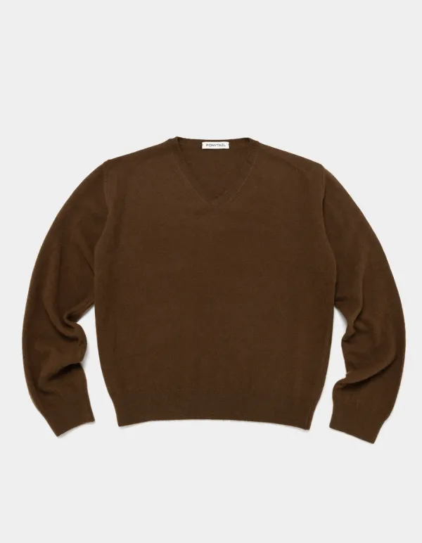 Greta V-neck Knit (Tobacco Brown)