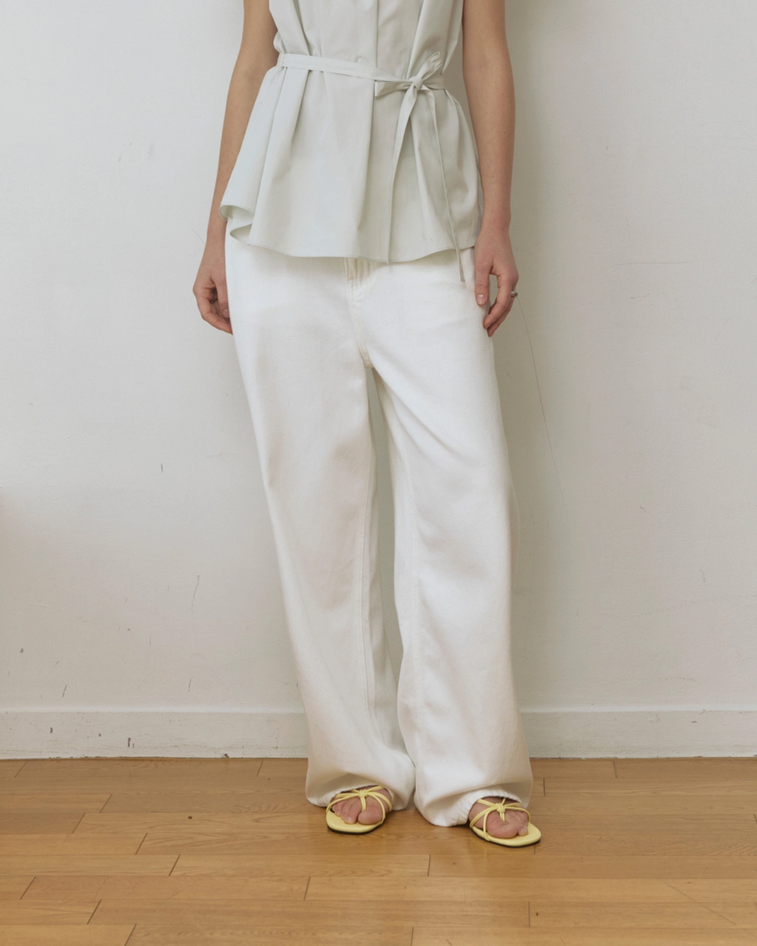 어다울 Horn clean wide cotton pants - white 상품 이미지 1