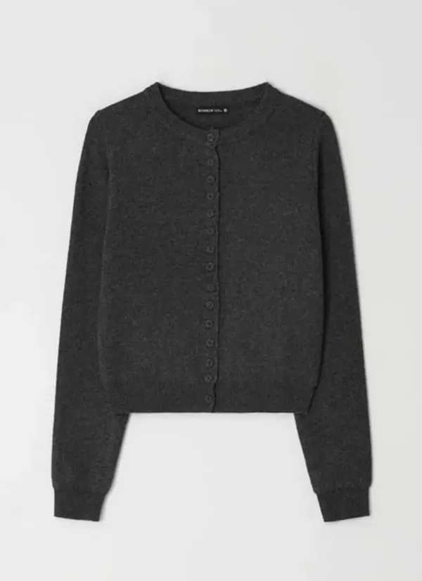 BUTTON UP KNIT CARDIGAN CHARCOAL