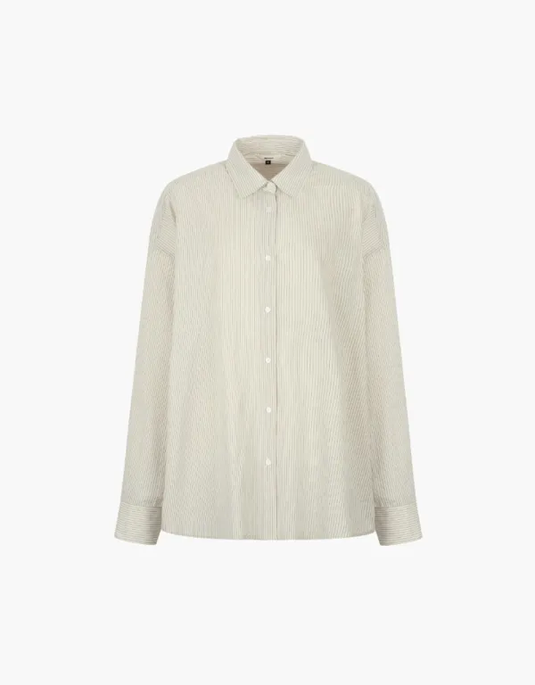cloud oversized stripe shirts - beige