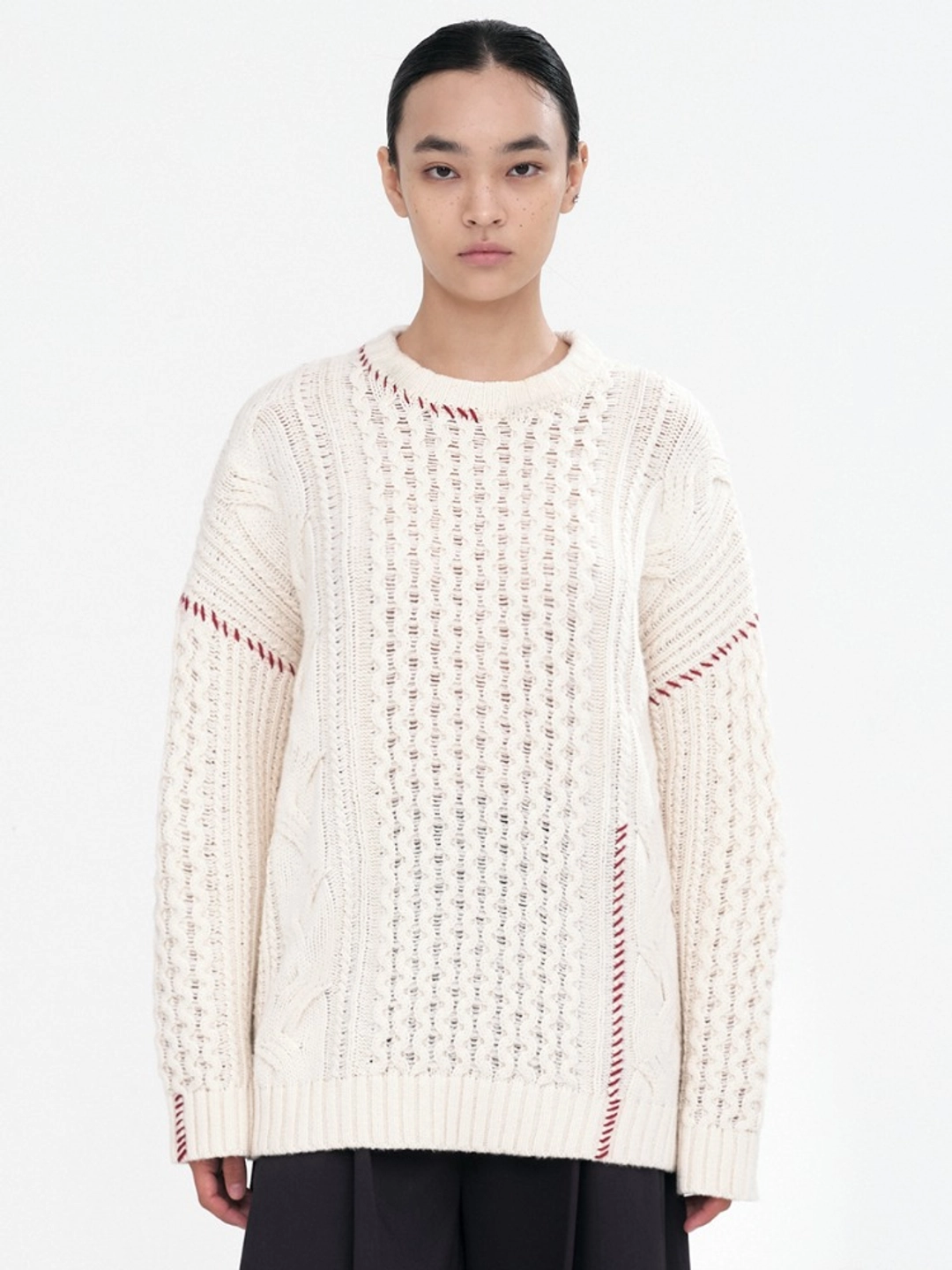 밀로 우먼 Cable Stitch Pullover Knit [Ivory] 상품 이미지 2
