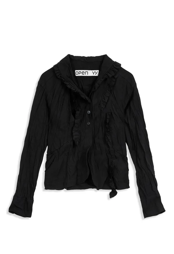 SLIT CRINKLED JACKET, BLACK