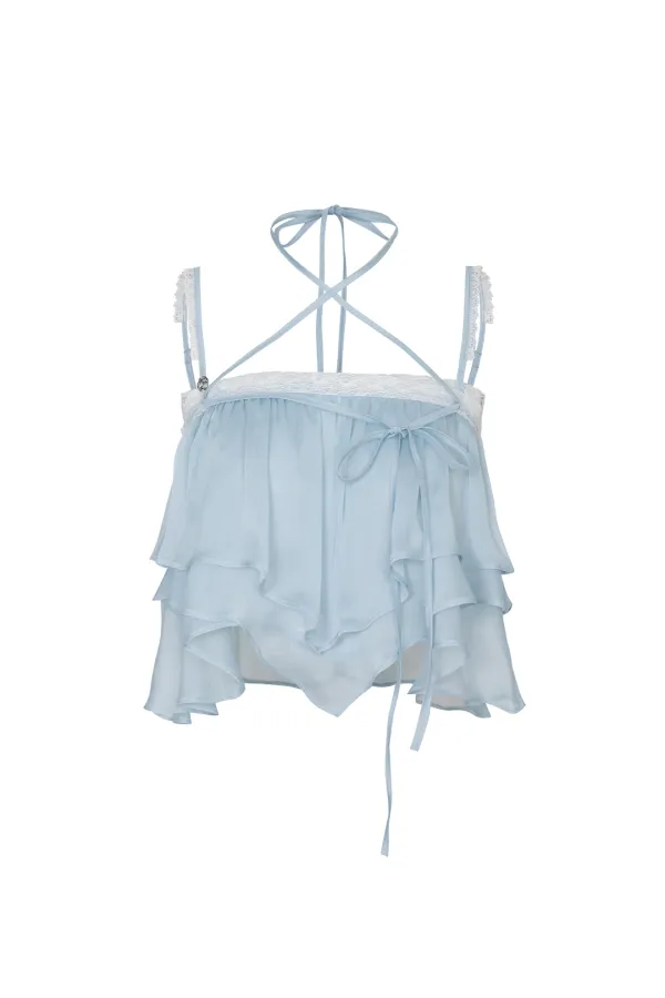 MERMAID FRILL TOP light blue