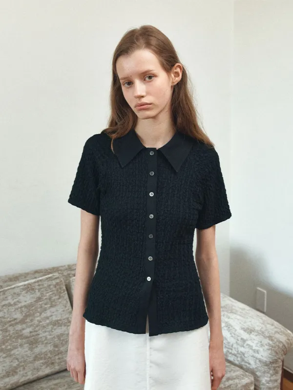 TIS CRINKLE SLIM FIT SHIRT_BLACK