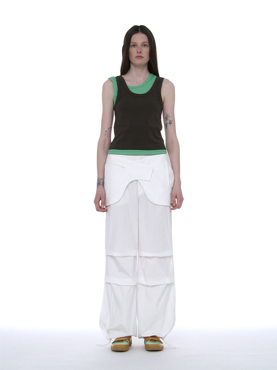 파르티멘토 [WOMEN] BELTED LAYERED PARACHUTE PANTS_WHITE 상품 이미지 2