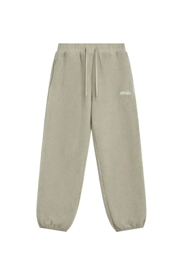 (W) FLEECE JOGGER PANTS-BEIGE
