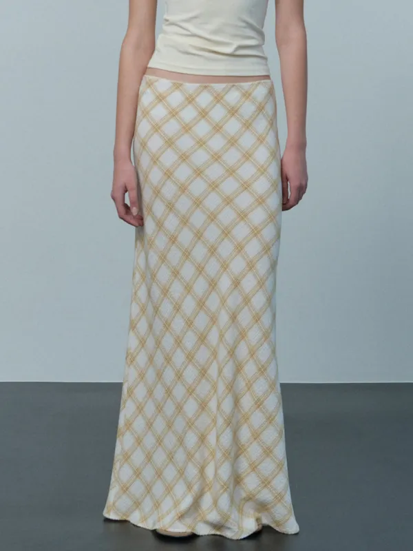 [예약배송 5/19 출고예정] check bias maxi skirt (yellow)