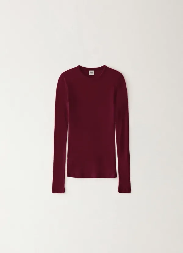 Wool Silk T-shirt - Wine