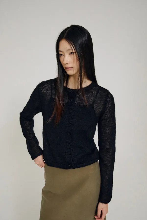 Brea Kid Mohair Cardigan (Black)