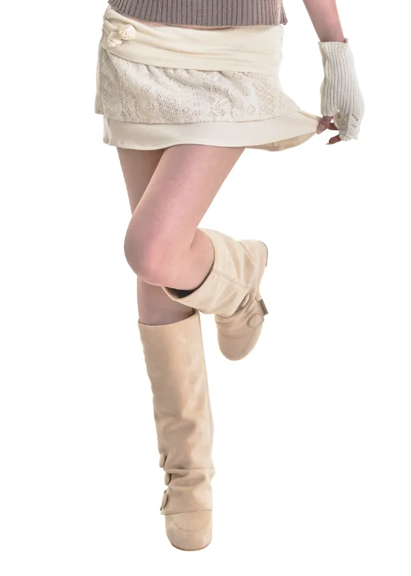 TOFFEE KNIT MINI SKIRTS [IVORY]