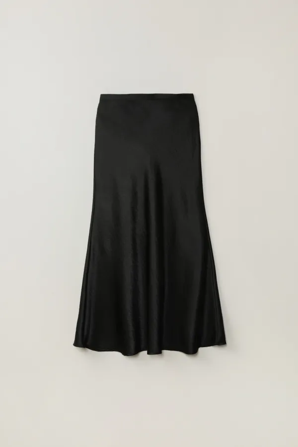 FIONA SATIN LONG SKIRT_BLACK