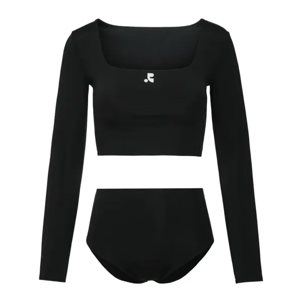CROPPED TOP + SHORTS SET - BLACK