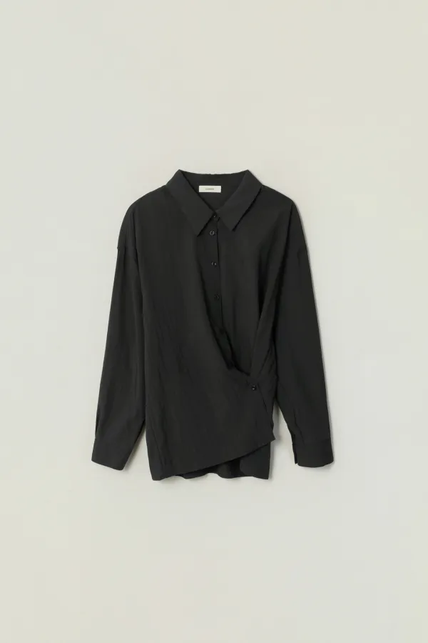 OCELIA DRAPED BLOUSE_CHARCOAL