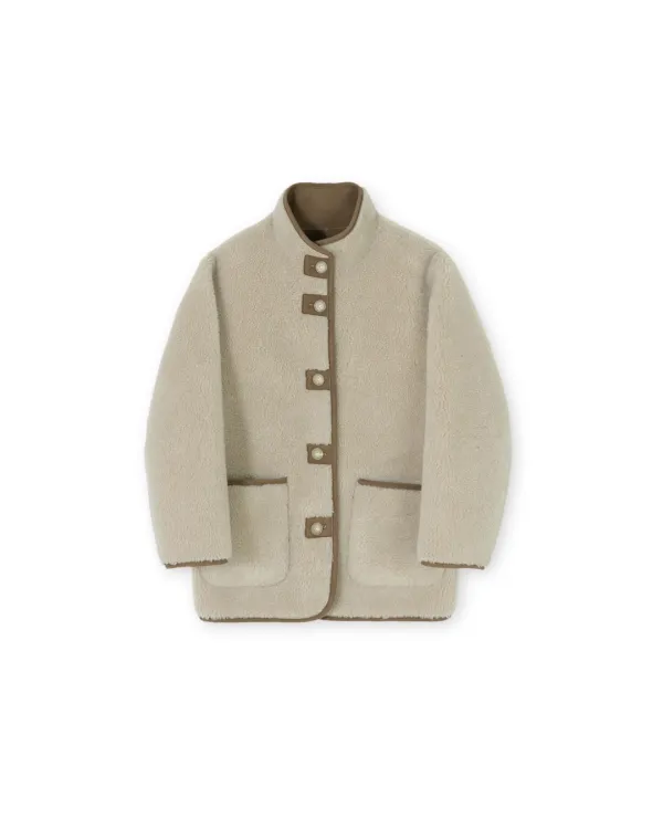 W Reversible Shearling Jacket, Beige