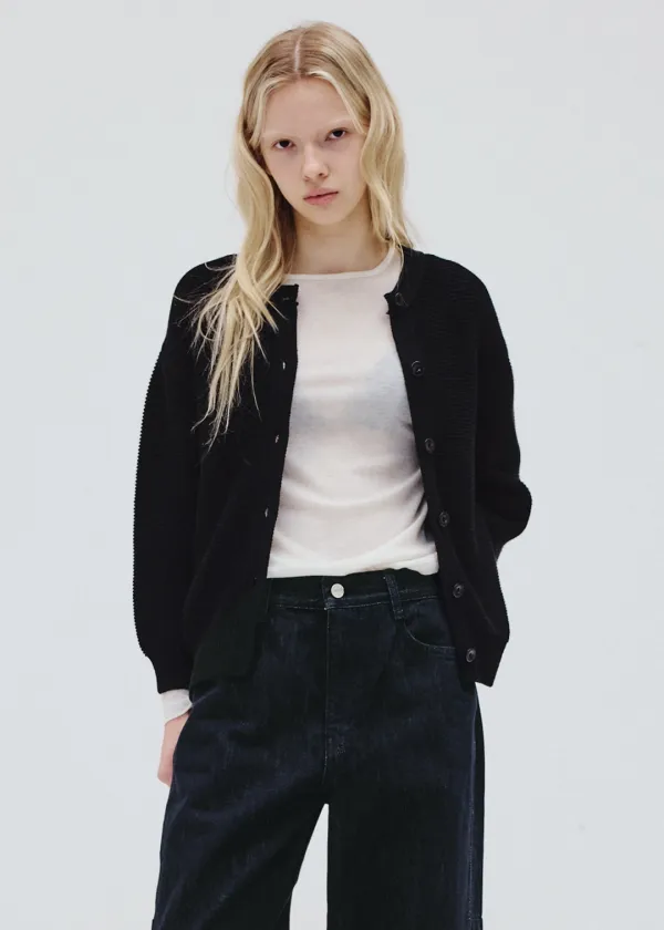 [2차] Cotton chunky cardigan (black)