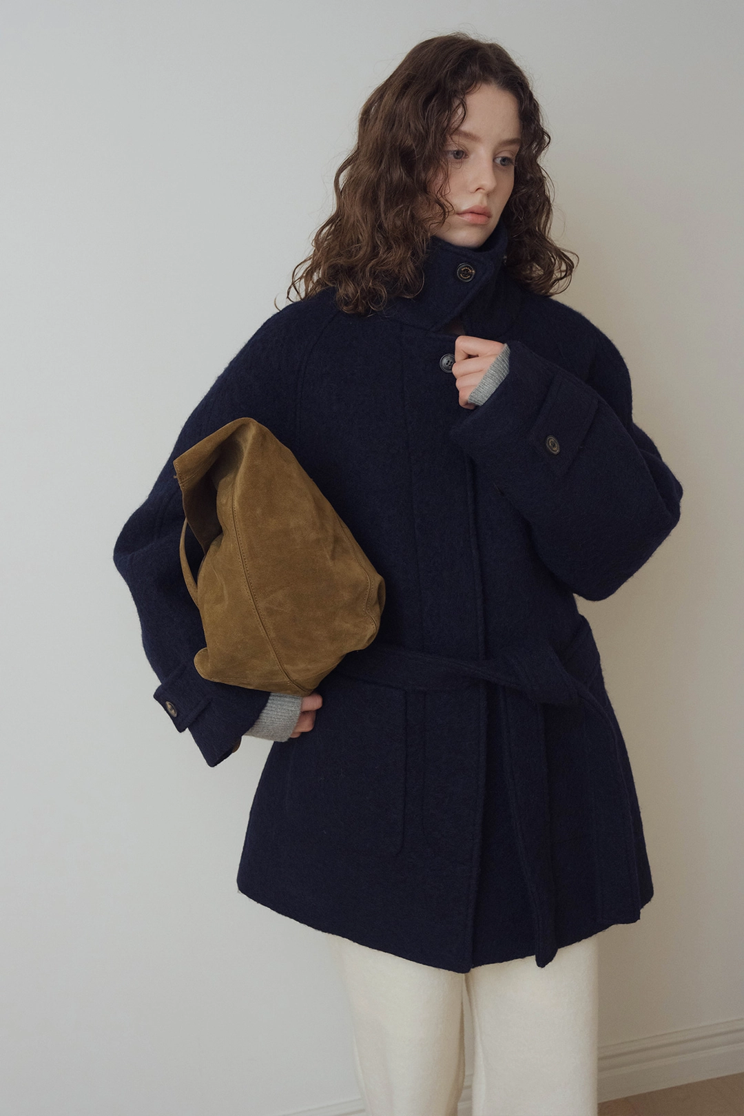 샤드라마 WOOL & ALPACA HALF COAT [NAVY] 상품 이미지 2
