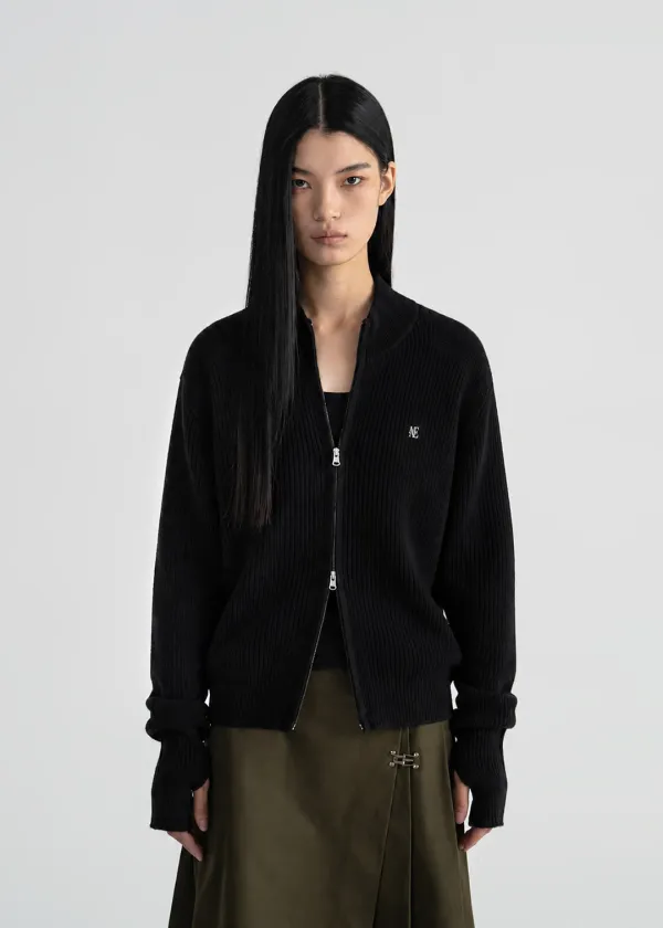 COMMANDO ZIP-UP CARDIGAN - BLACK