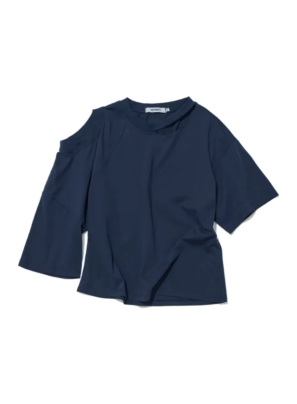 [WOMEN] 2WAY CUT-OUT DECONSTRUCTED TOP_NAVY