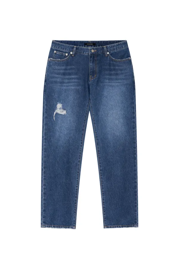 SLIM STRAIGHT-FIT JEANS (BLUE)