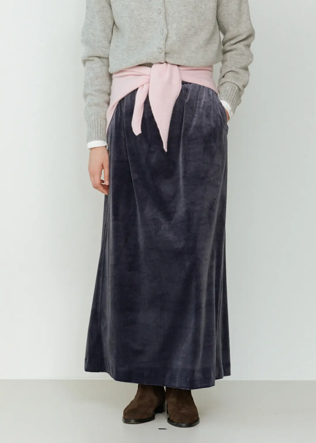 더라이 Velour Long Skirt(Blue) 상품 이미지 2