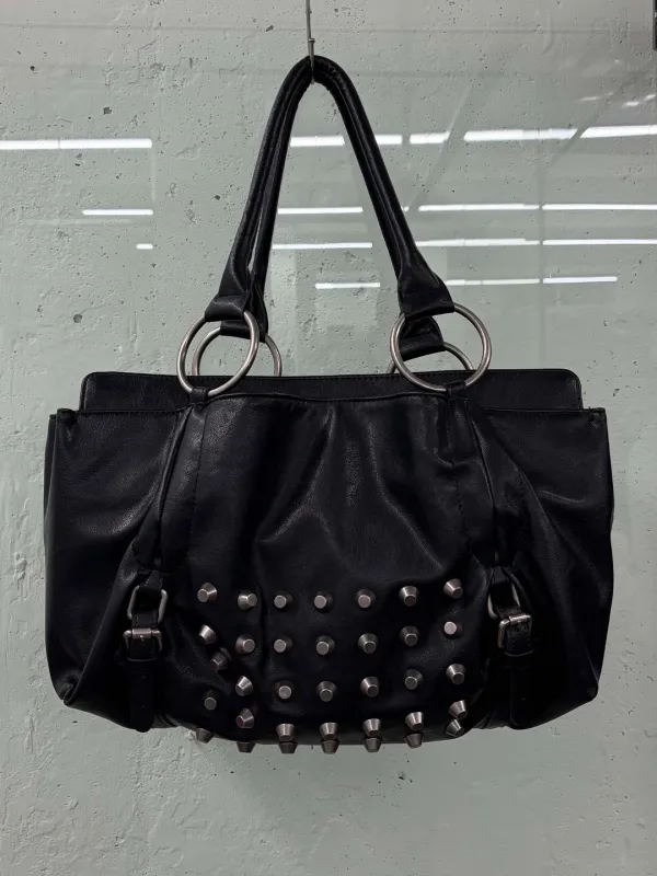 Metal Stud Tote Bag Black