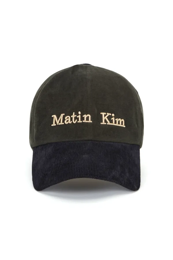 MATIN CLASSIC LOGO CORDUROY BRIM BALL CAP IN NAVY