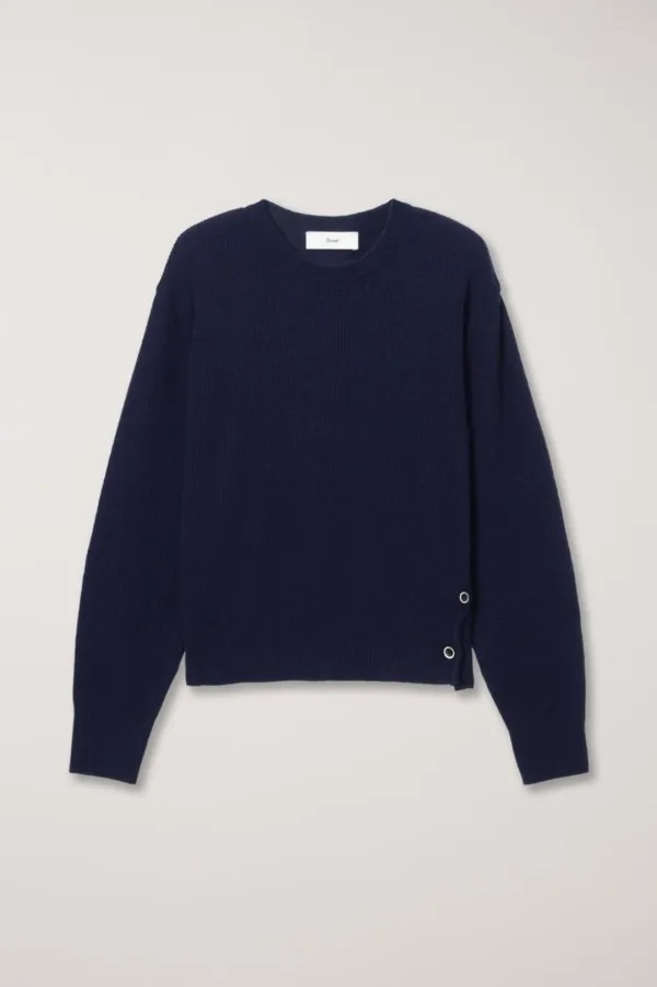 UNISEX BUTTONED CREWNECK SWEATER NAVY