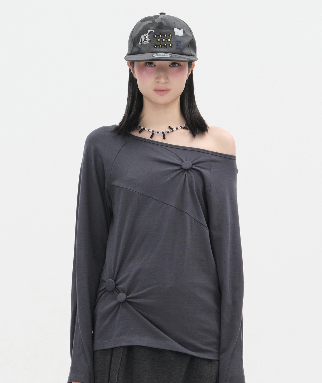 타입서비스 Striped Seam Button Top [Blue] 상품 이미지 2