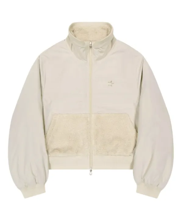 Reversible Fleece Bomber Jacket / Beige