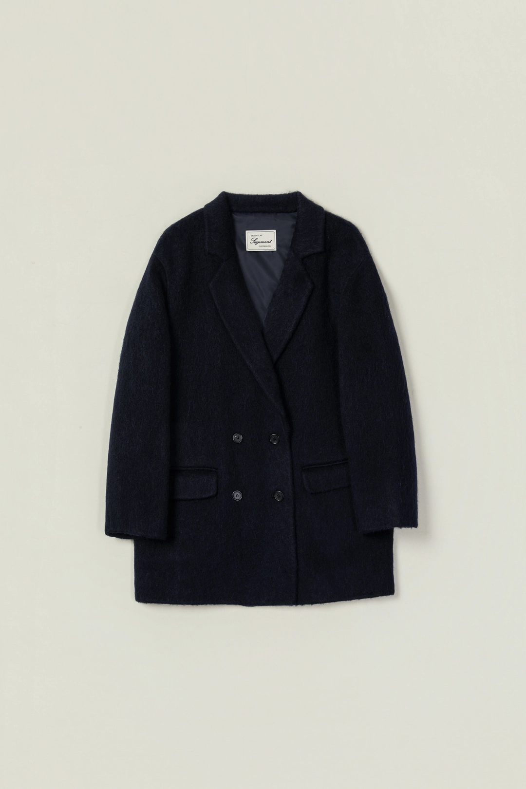 세이지먼트 LOPI HANDMADE ALPACA SHAGGY DOUBLE JACKET_NAVY 상품 이미지 1