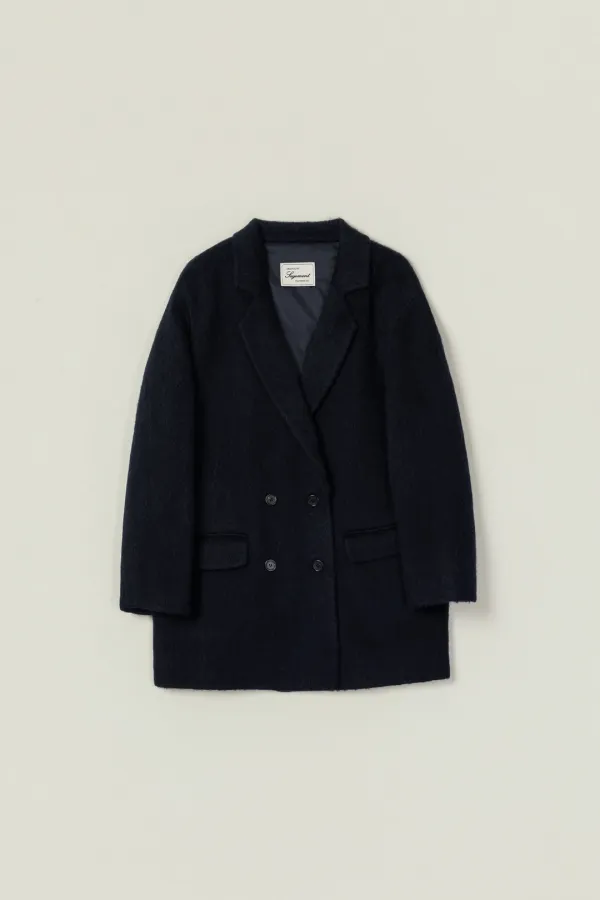 LOPI HANDMADE ALPACA SHAGGY DOUBLE JACKET_NAVY