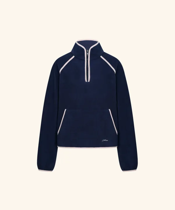 [9/22 11:00am Coming soon] Letters Mémoire Fleece Half-Zip (Navy)