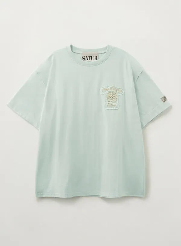 Bon Voyage Raw-Cut Applique T-Shirt - Ice Blue