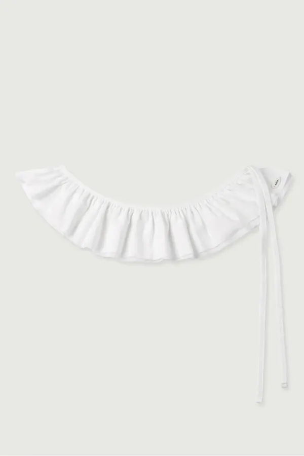 Mesh ruffle belt_ivory