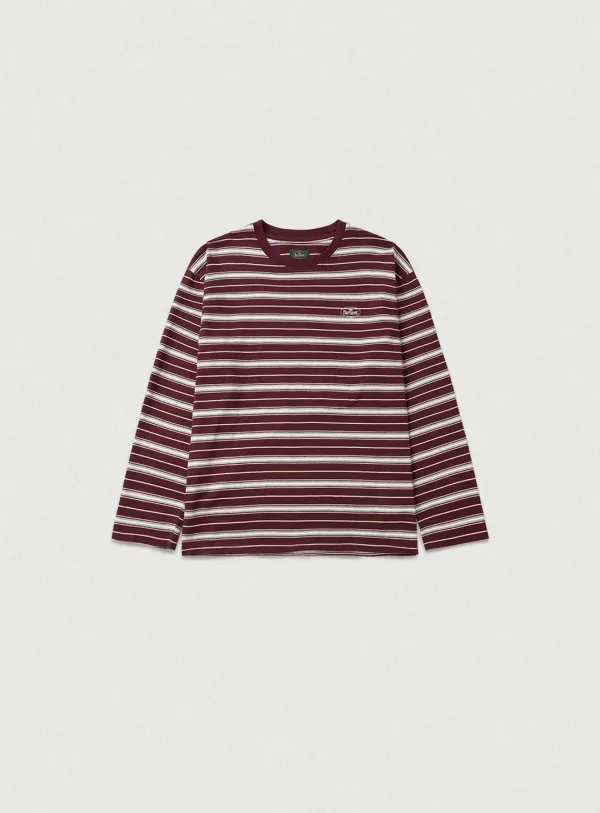 Lang Stripe Overfit T-shirt_Burgundy [10월 초 순차 배송]
