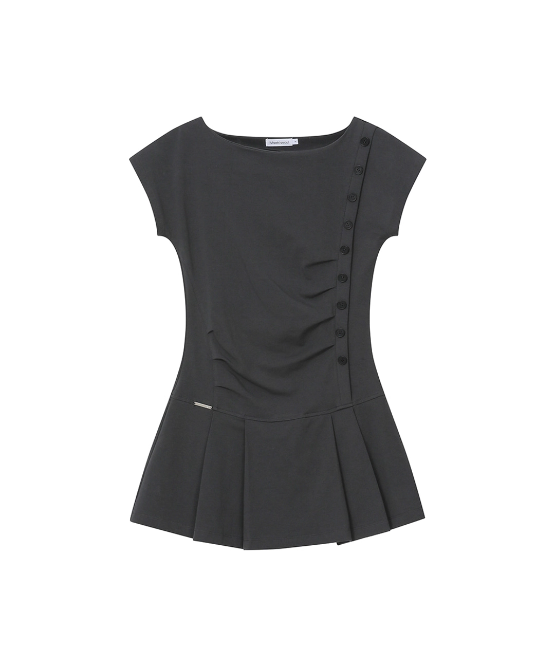 미세키서울 [레이 PICK] Pleats button mini onepiece CHARCOAL 상품 이미지 1