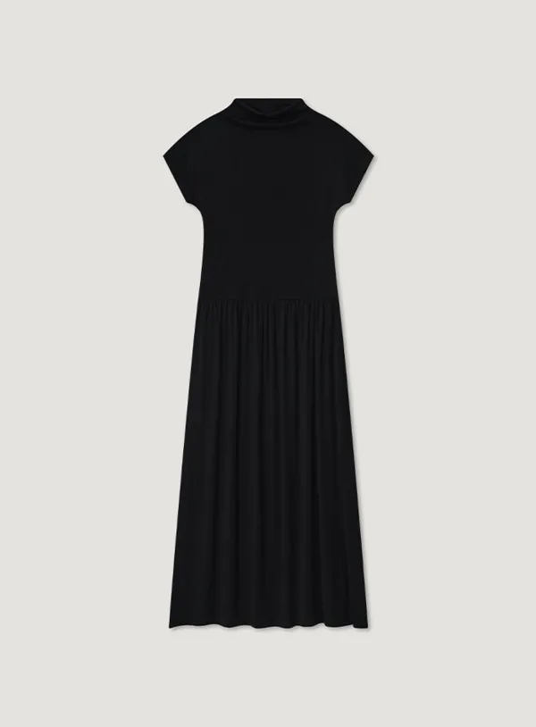 [2nd] MELISA SHIRRING ONE PIECE_BLACK